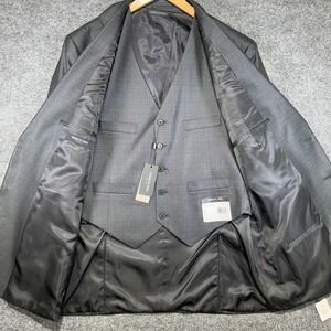 Kenneth Cole Stretch Suit Jacket and Vest Mens 46L & Medium Gray 2 Piece Set NWT